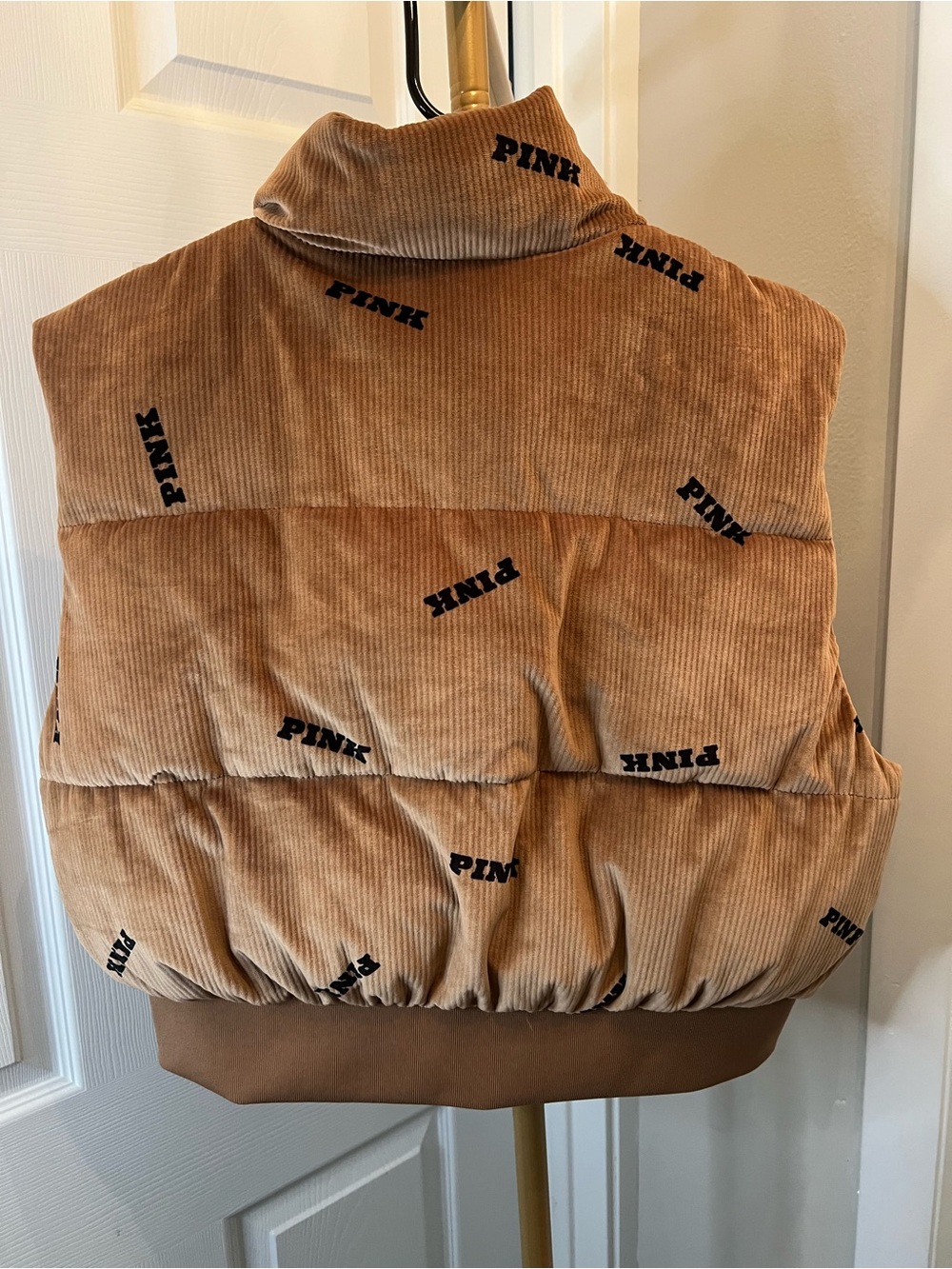 PINK Victoria's Secret Corduroy Quilted Puffer Vest - Brown - Picture 2 of 5